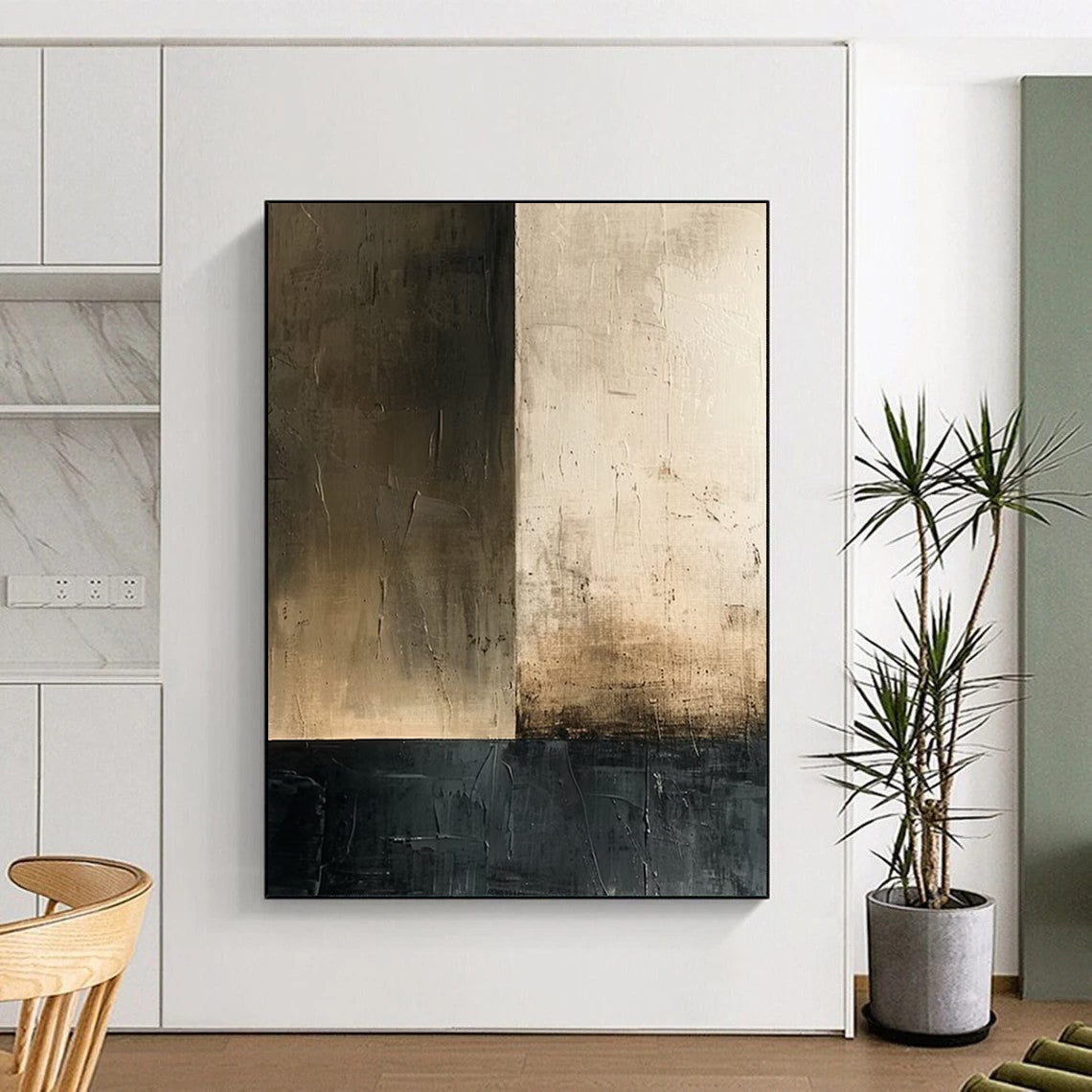 Mega - Sized Hand - Painted Textured Custom Abstract Gem for Dining Room and Hallway DTP016
