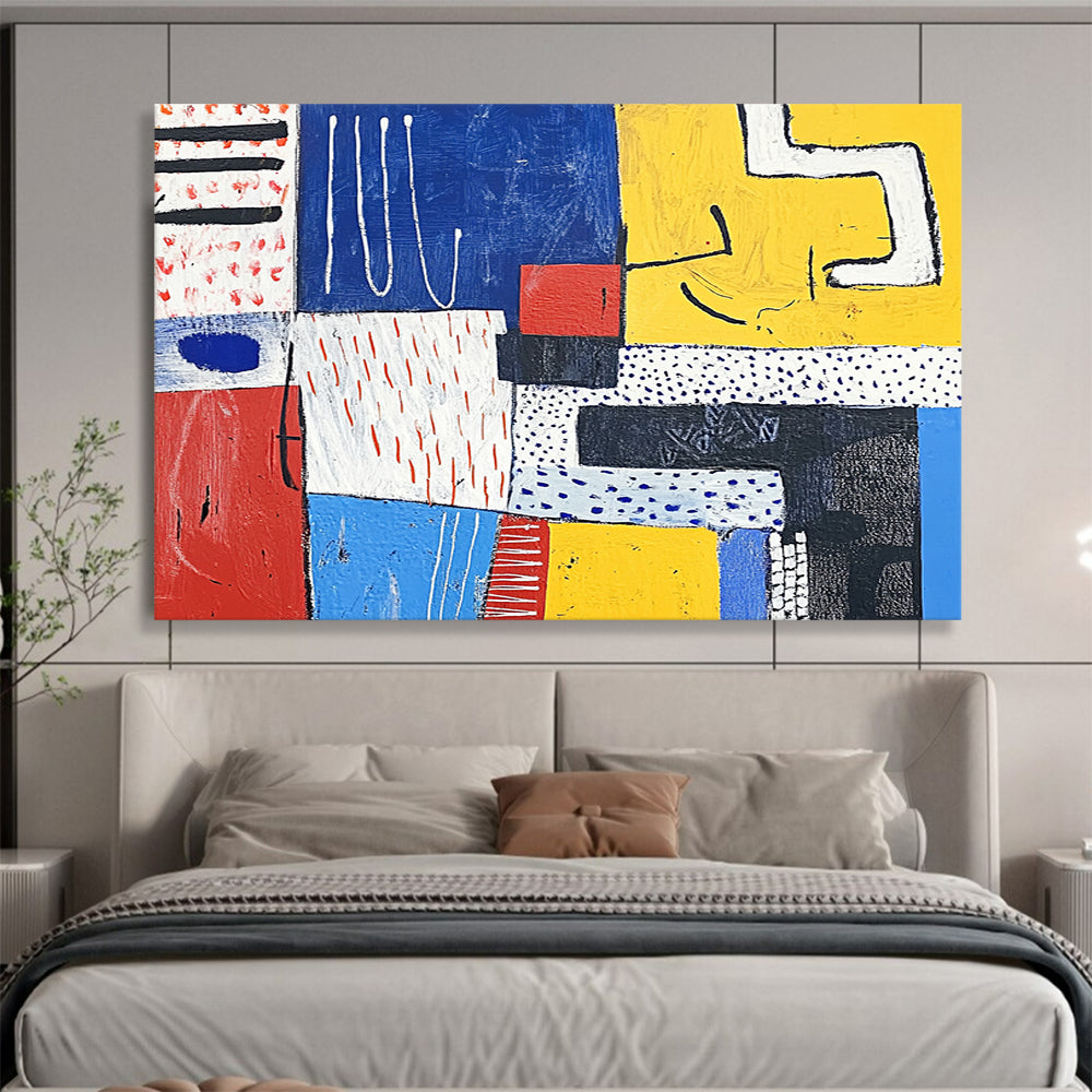 “Color - Block Abstract” - Mixed bright colors, geometric shapes, Abstract Painting On Canvas HB0556