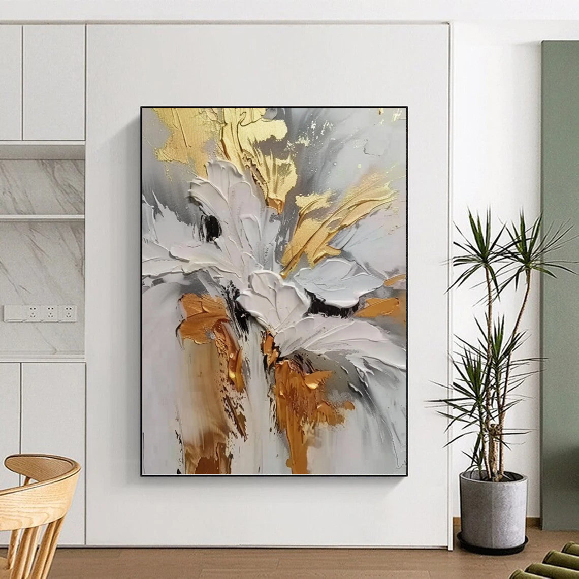 Stimulating Hand - Painted Textured Abstract on Canvas for Office & Living Room DKH1386