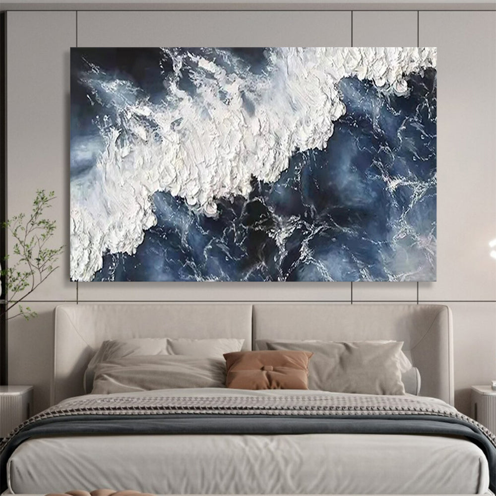 Textured Ocean Wave - Dramatic Coastal Living Room Art DLZ250