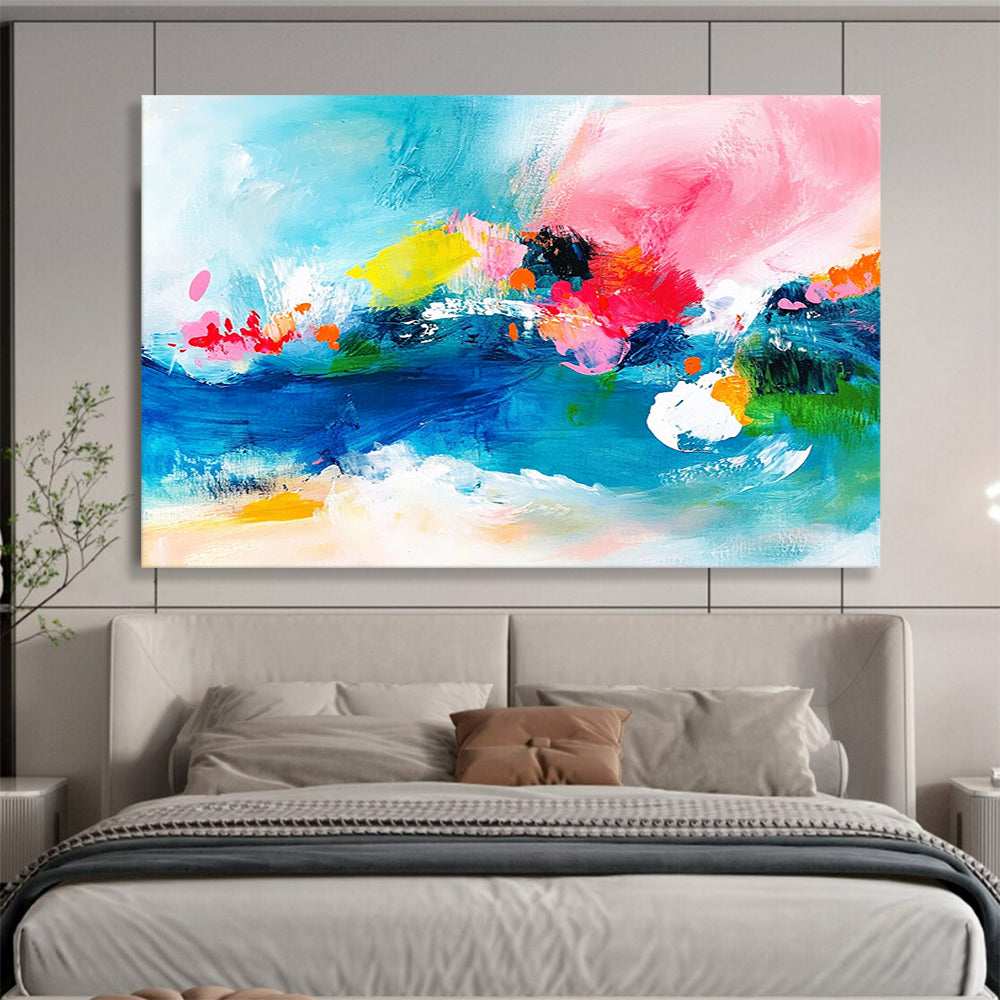 Bright Abstract Expressionist - Energetic Abstract Oil Painting On Canvas HB0479