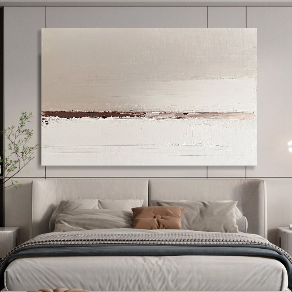 “Subtle Earth - Tone Divide” - Soft beige, brown, white, Minimalist Abstract Painting On Canvas HB0610