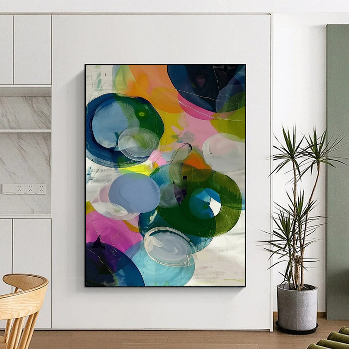 Large Hand - Painted Custom Textured Abstract Mural for Bar & Hotel Lobby DKH0999