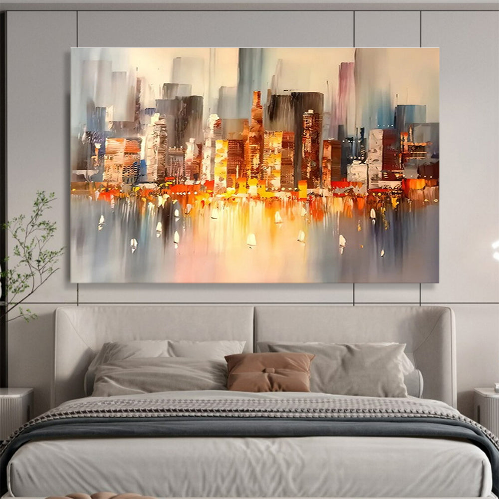 Statement - Making Large Abstract Canvas with Rich Textural Layers for Living Room & Office DKH899
