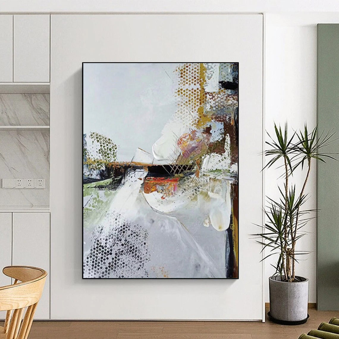 Extended - Reach Hand - Painted Textured Custom Abstract Painting for Dining Room and Living Room DTP047