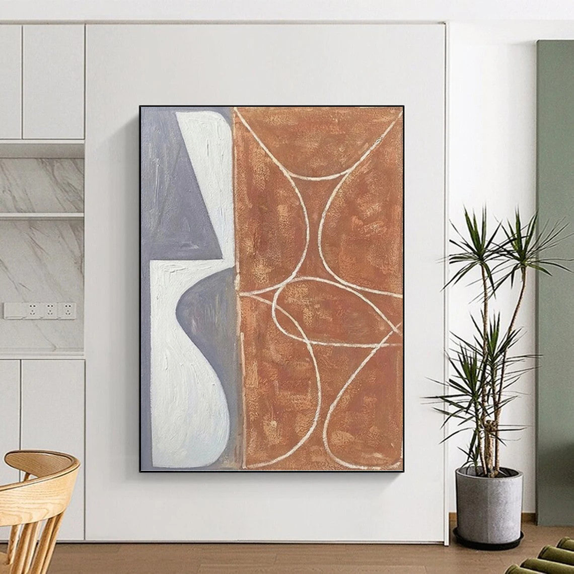 Designer - Curated Luxury: Hand - Rendered Textured Canvas Art for Hotel Suite & Living Room DKH1138