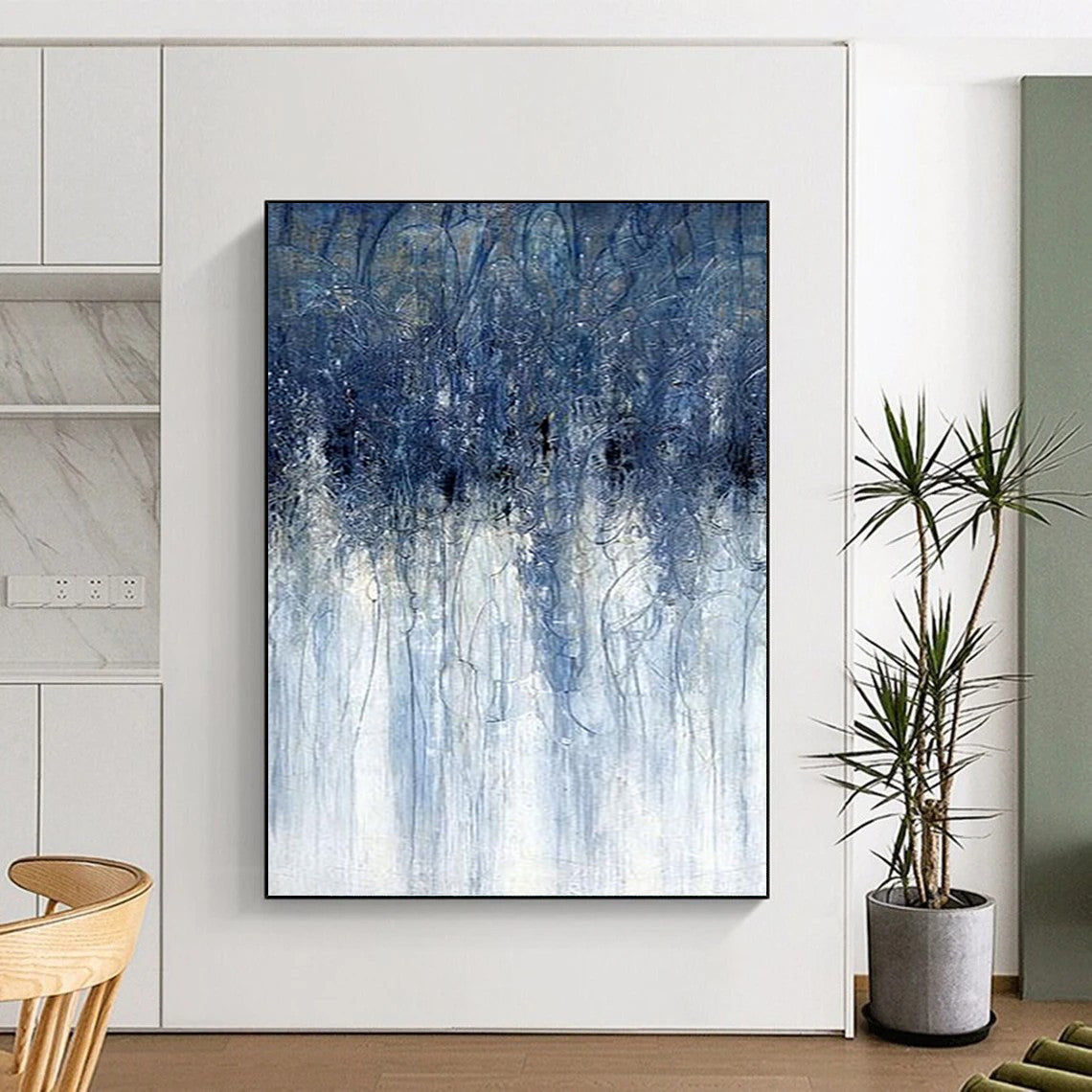 Gargantuan - Format Vertical Hand - Painted Custom Abstract Sonnet (with Captivating Textures), for Dining Room and Hotel DKH1537