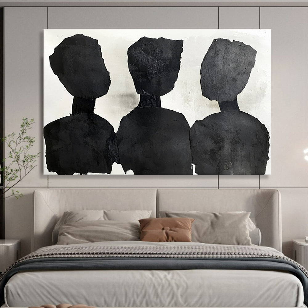 “Silhouette Trio” - Blacks, Whites, Minimalist Silhouette Figures - Collage Art HB1759