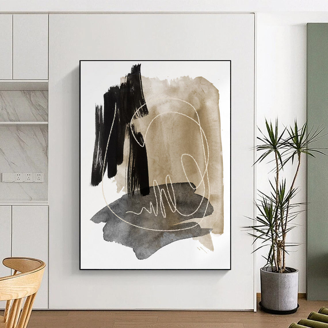 Airy Textured Abstract Canvas for Hallway & Dining Room DKH0969