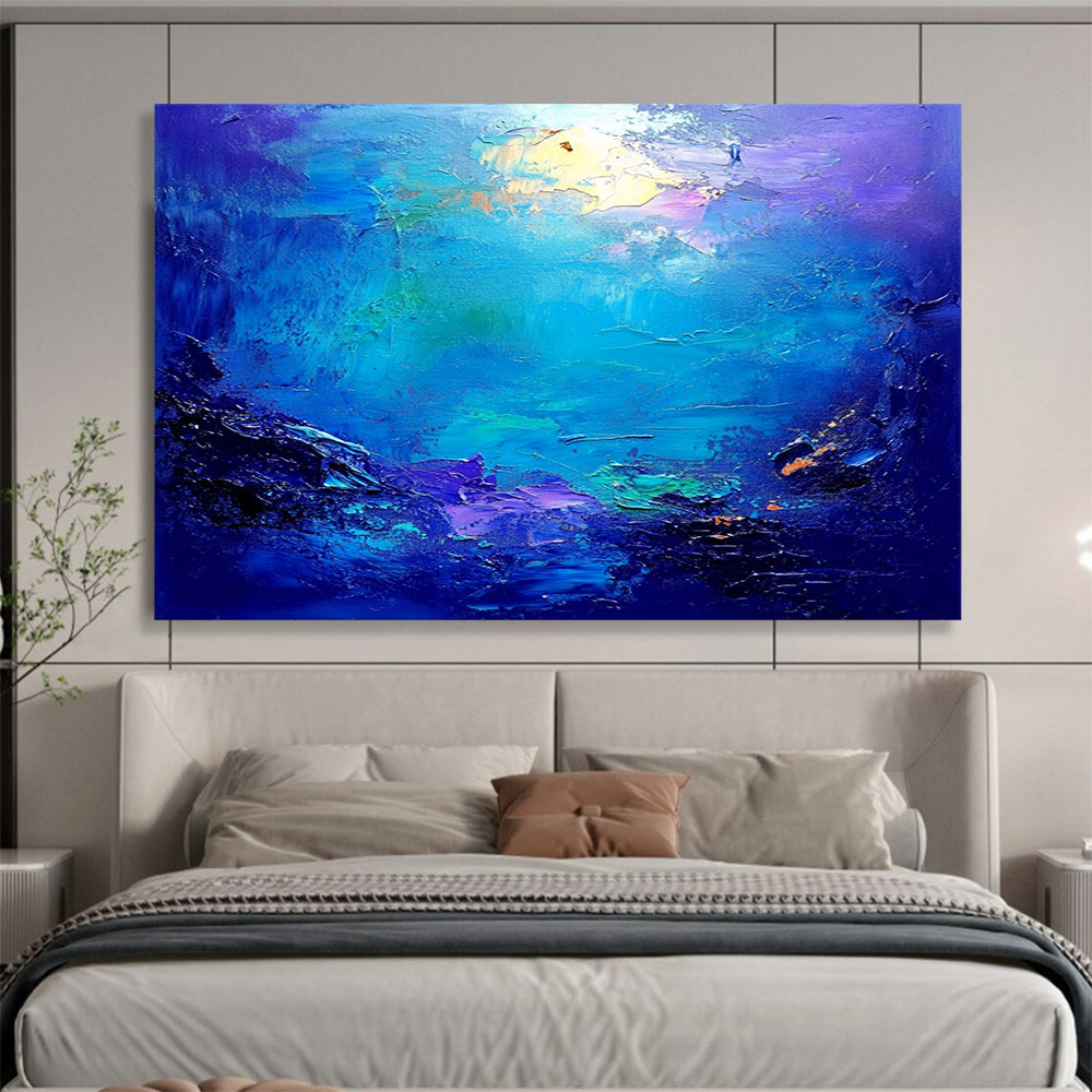 “Vibrant Ocean Swirl” - Blue, Purple, Green, Abstract Sea - Oil Painting HB1477