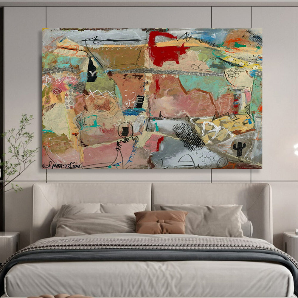 Earth - Toned Abstract Collage - Rustic Living Room or Office Art DLZ243