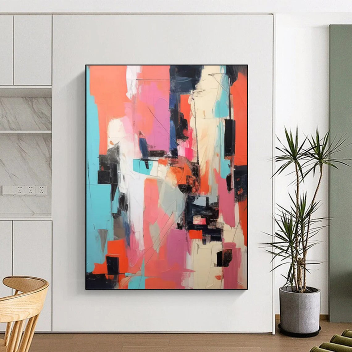 Autumn Leaves: Immense - Scale Hand - Painted Custom Abstract Creation for Living Room and Office DTP127