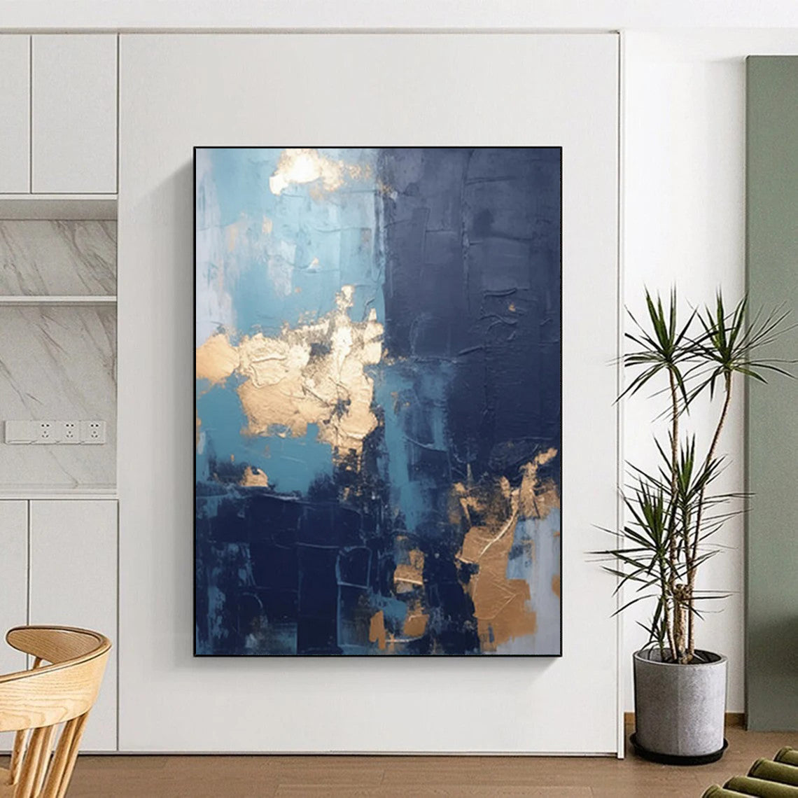 Snow - Capped Peaks: Monumental Hand - Painted Custom Abstract Art for Office and Hallway DTP130