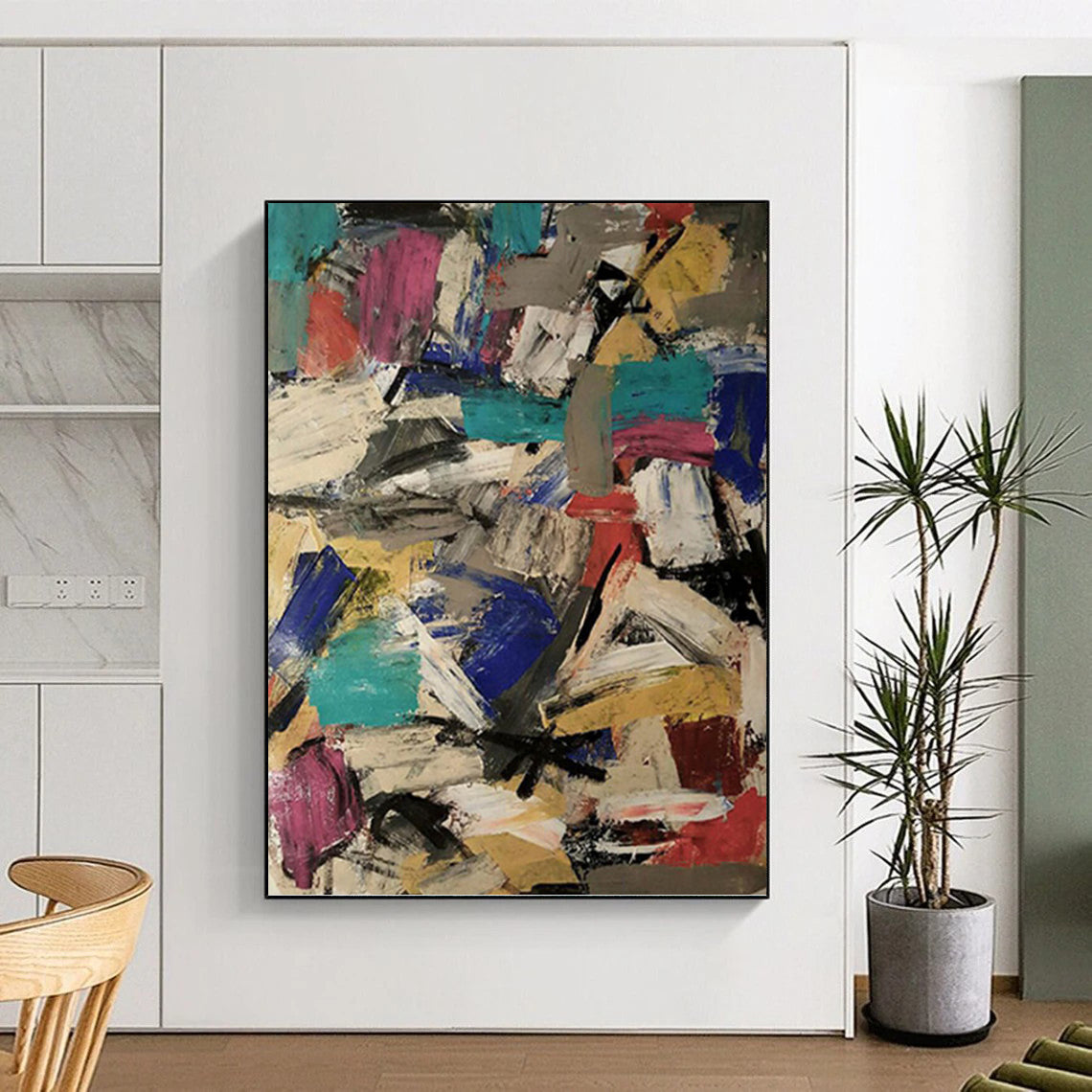 Vast Hand - Painted Custom Textured Canvas Abstract for Bar & Hotel Lobby DKH1039