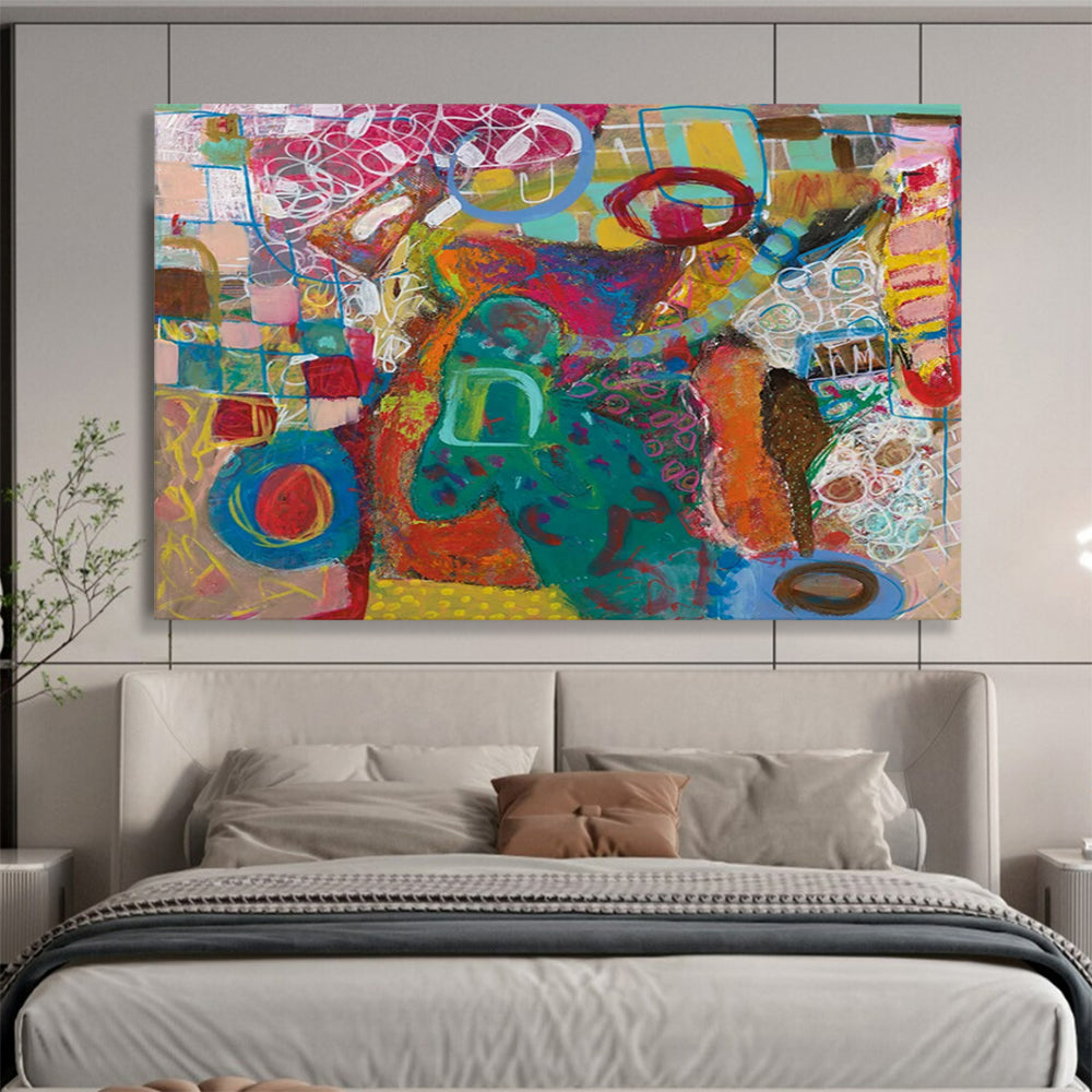 Bright Abstract Expressionism - Playful Living Room or Nursery Decor DLZ244