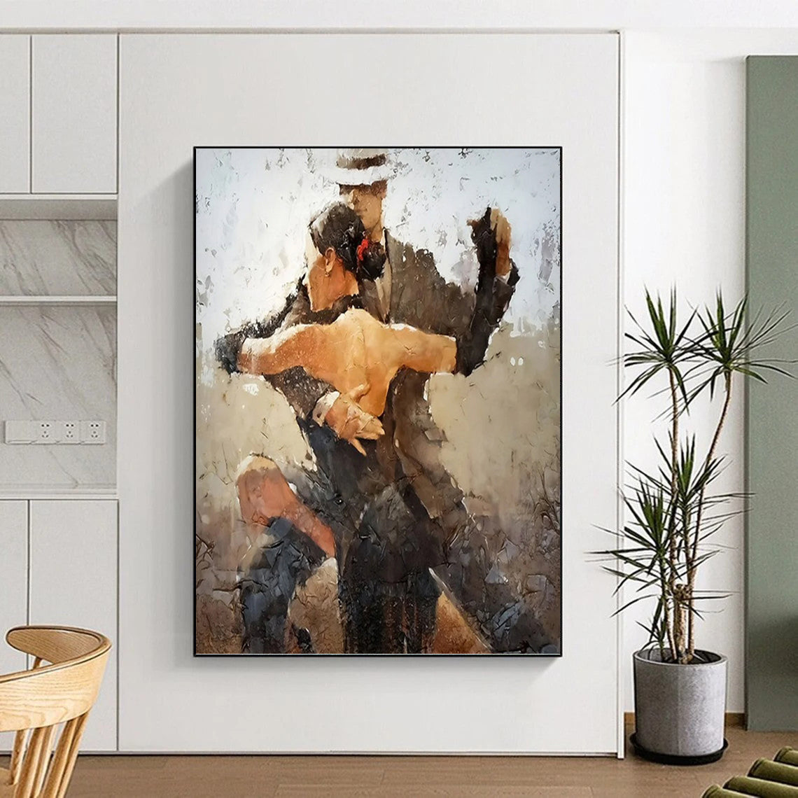 Vertical Hand - Painted Custom Abstract Artwork for Dining Room and Entryway DKH1636