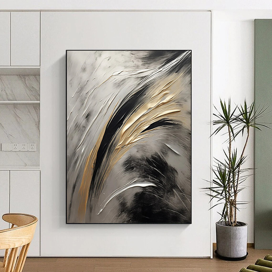 Starlight Pathway: Mega - Sized Hand - Painted Custom Abstract Canvas for Hallway and Hotel DTP126