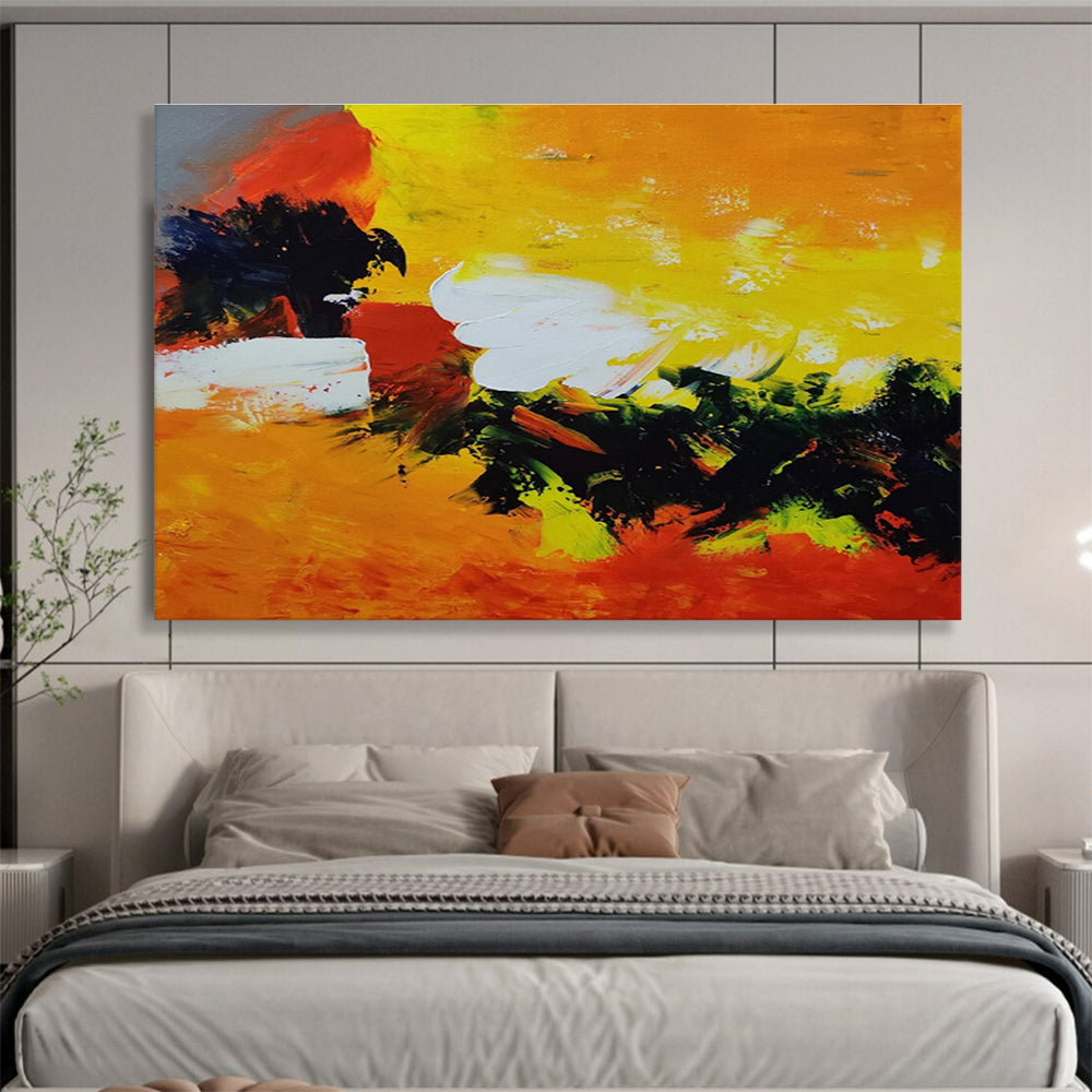 Bold & Radiant Hand - Painted Textured Abstract Painting for Bar & Office DKH652
