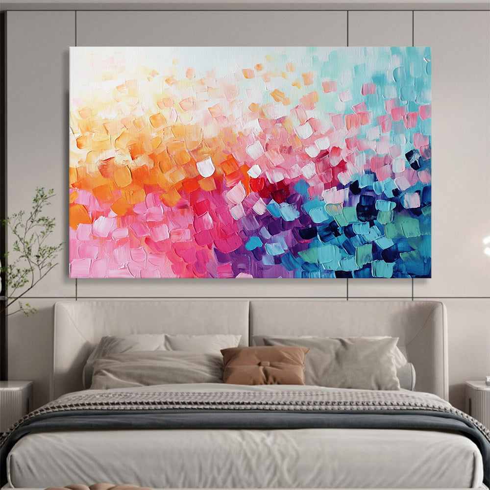 “Colorful Cubist Dots” - Rainbow Colors, Cubist Dots - Painting On Canvas HB1408