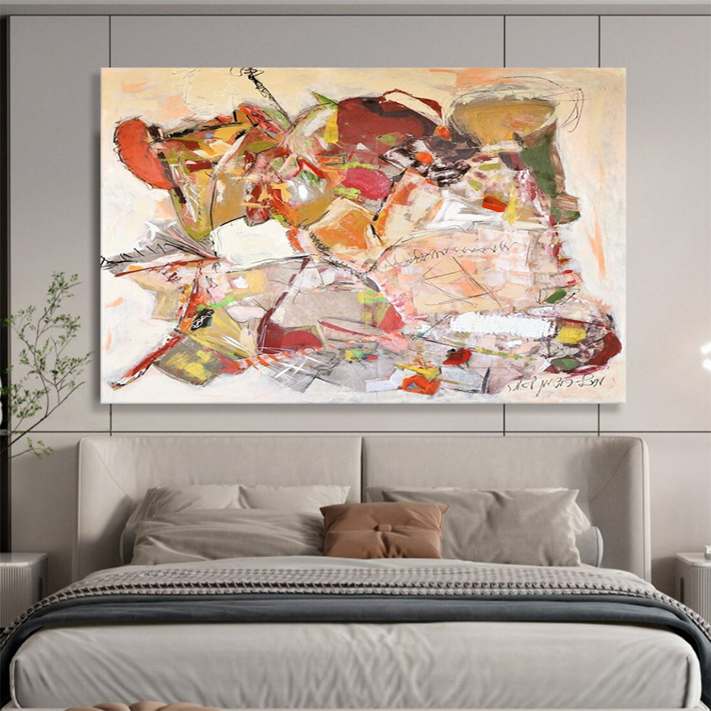 Warm - Toned Abstract Collage - Cozy Living Room Art DLZ241