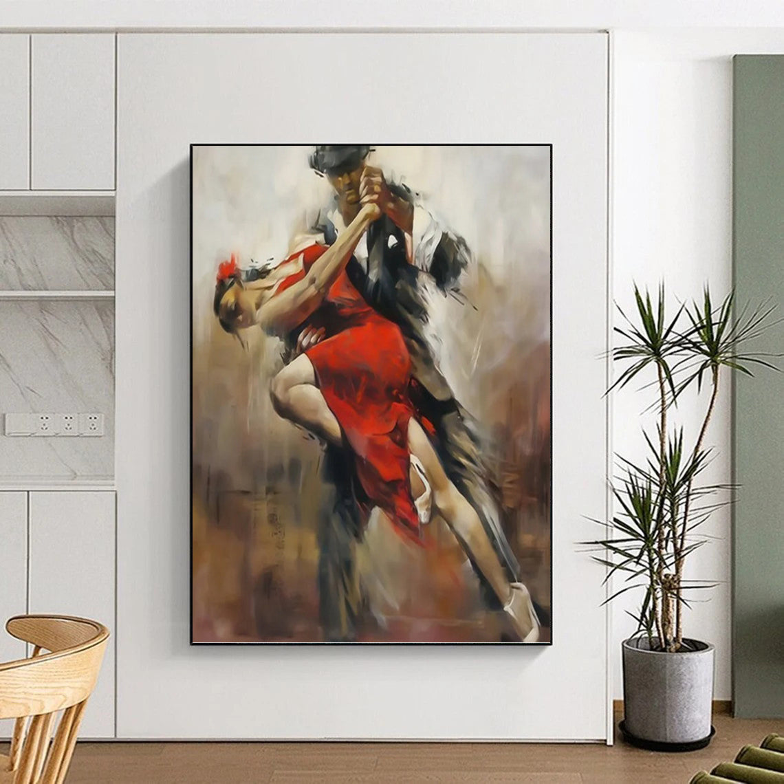 Custom Vertical Hand - Painted Large Abstract Gem for Bedroom and Hotel DKH1637