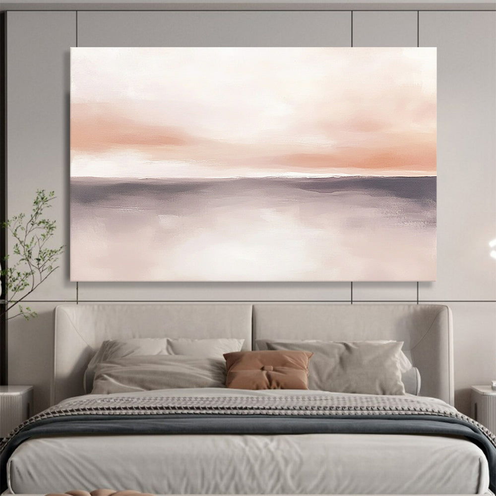 “Blush Horizon” - Soft Pink, Gray, Tranquil Sky and Water Painting On Canvas HB0926