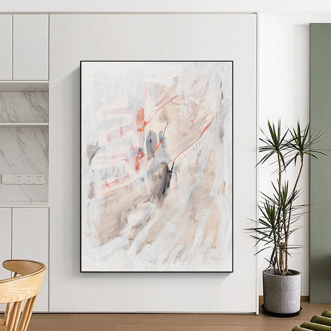 Monumental - Sized Vertical Hand - Painted Textured Custom Abstract Epoch, for Decorating Dining Room and Hotel DKH1530