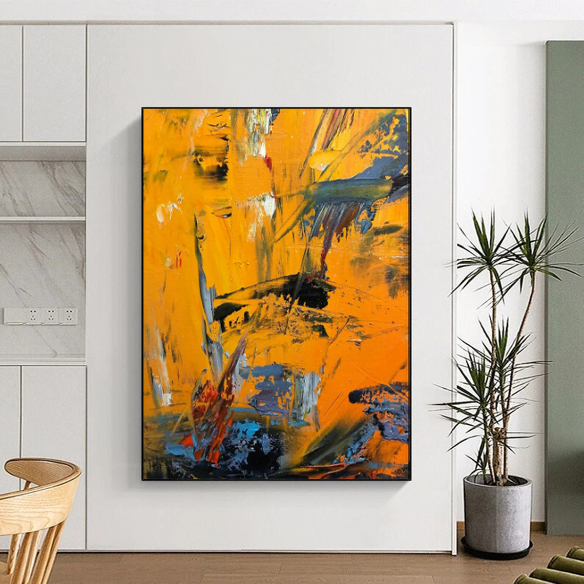 Mysterious & Evocative Hand-Painted Custom Abstract Painting for Bedroom & Office LargeART1966