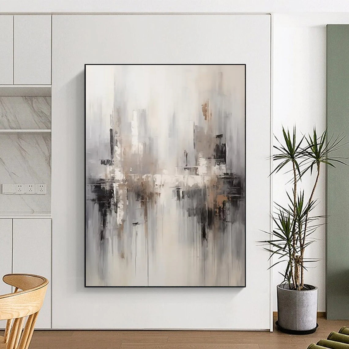 Pine Needle Path: Mammoth Hand - Painted Custom Abstract Work for Hallway and Bedroom DTP122