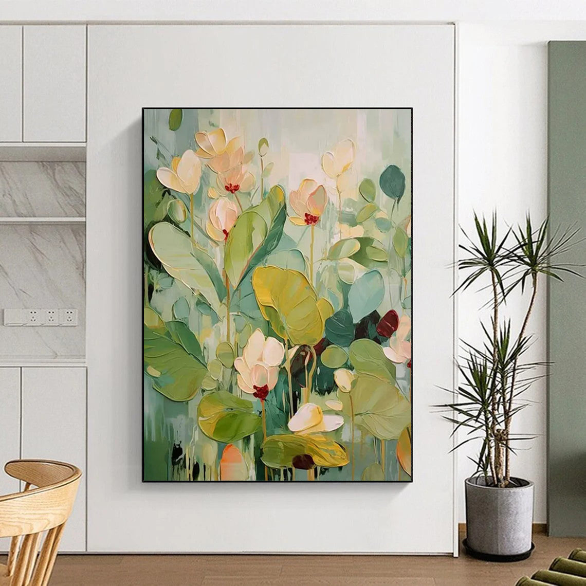 Enchanted Weave: Grand Hand - Painted Custom Abstract Artwork for Dining Room and Entryway DTP084