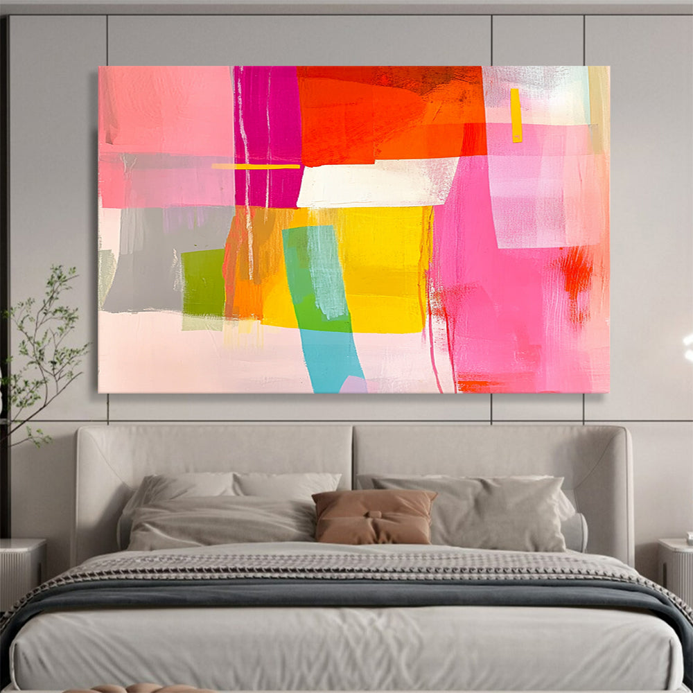 “Colorful Geometric Collage” - Pink, Purple, Orange, Yellow, Green, Blue - Vibrant Geometric Abstract - Acrylic Painting HB1320