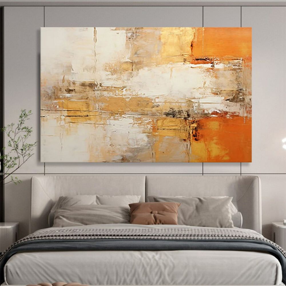 Warm Brown - Gold Abstract Painting - Creator of Cozy Atmosphere in Bedroom DLZ096