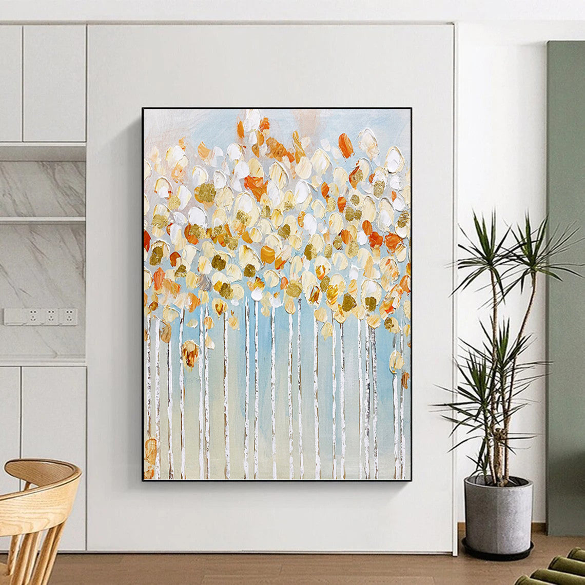 Extra - Large - Scale Hand - Painted Textured Custom Abstract Painting, for Decorating Entryway and Hotel DKH1461