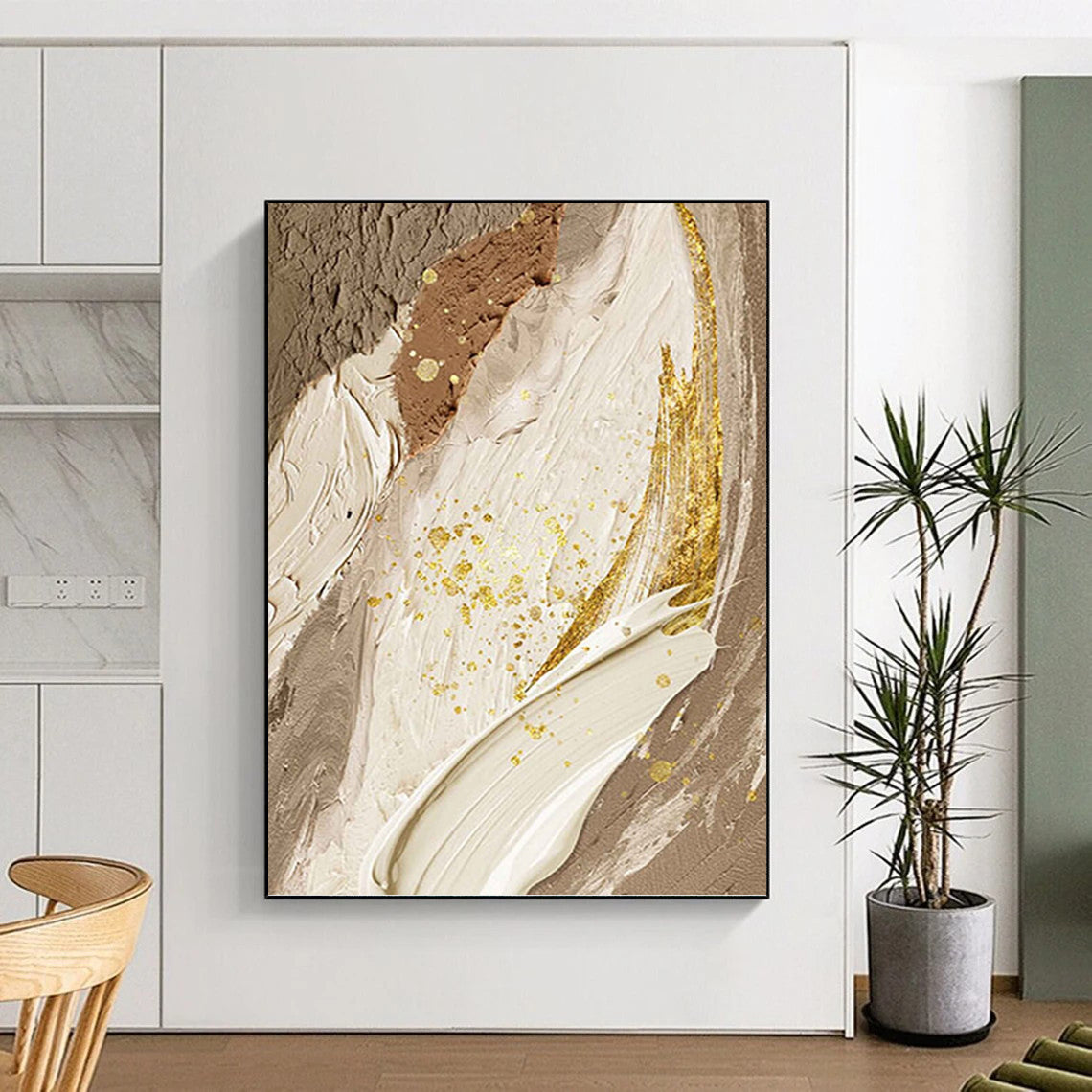 Jumbo Hand - Painted Textured Custom Abstract Painting, for Dining Room and Hallway DKH1477