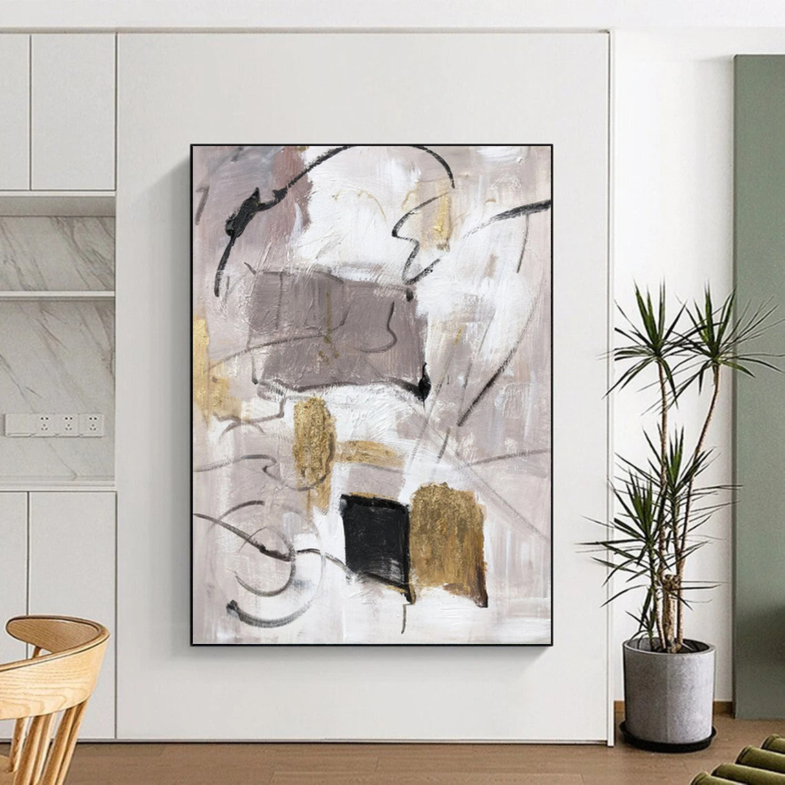 Enchanting Hand - Painted Textured Abstract for Dining Room & Hotel DKH1285