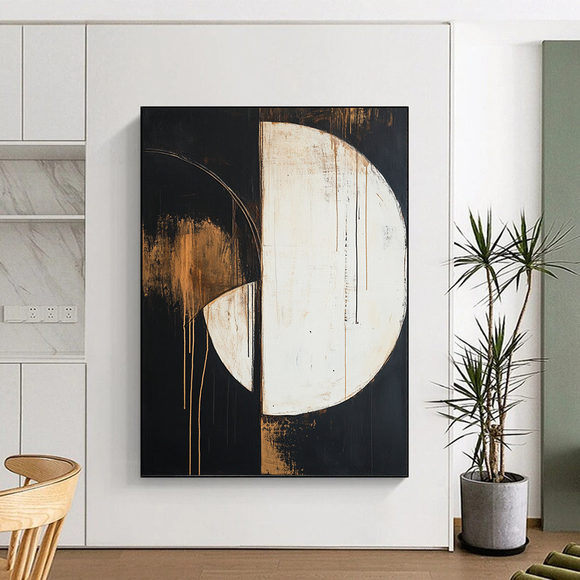 Half - Moon Shapes with Earthy Tones "Earthy Balance" Painting On Canvas HB295