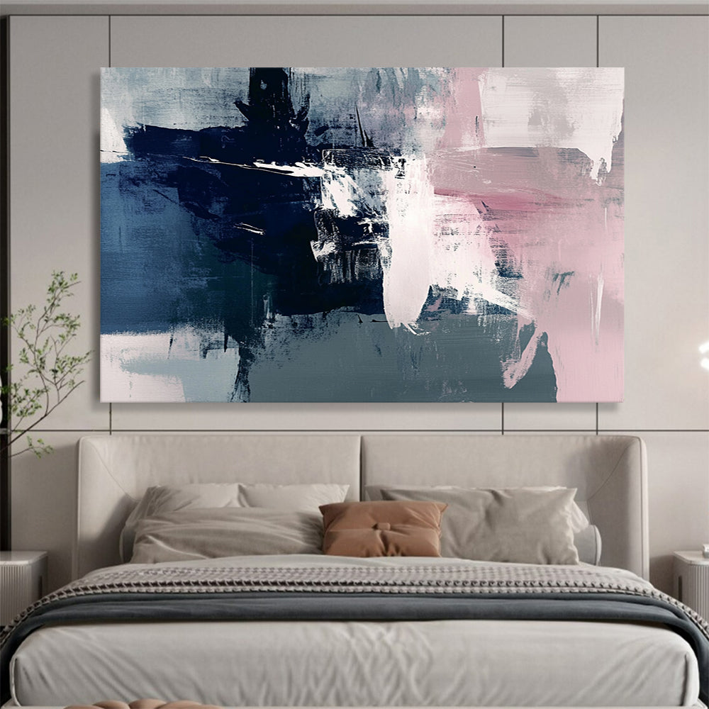 “Cool Tone Abstract Fusion” - Blue, Pink, Gray, Blended Strokes - Abstract Acrylic Painting HB1525