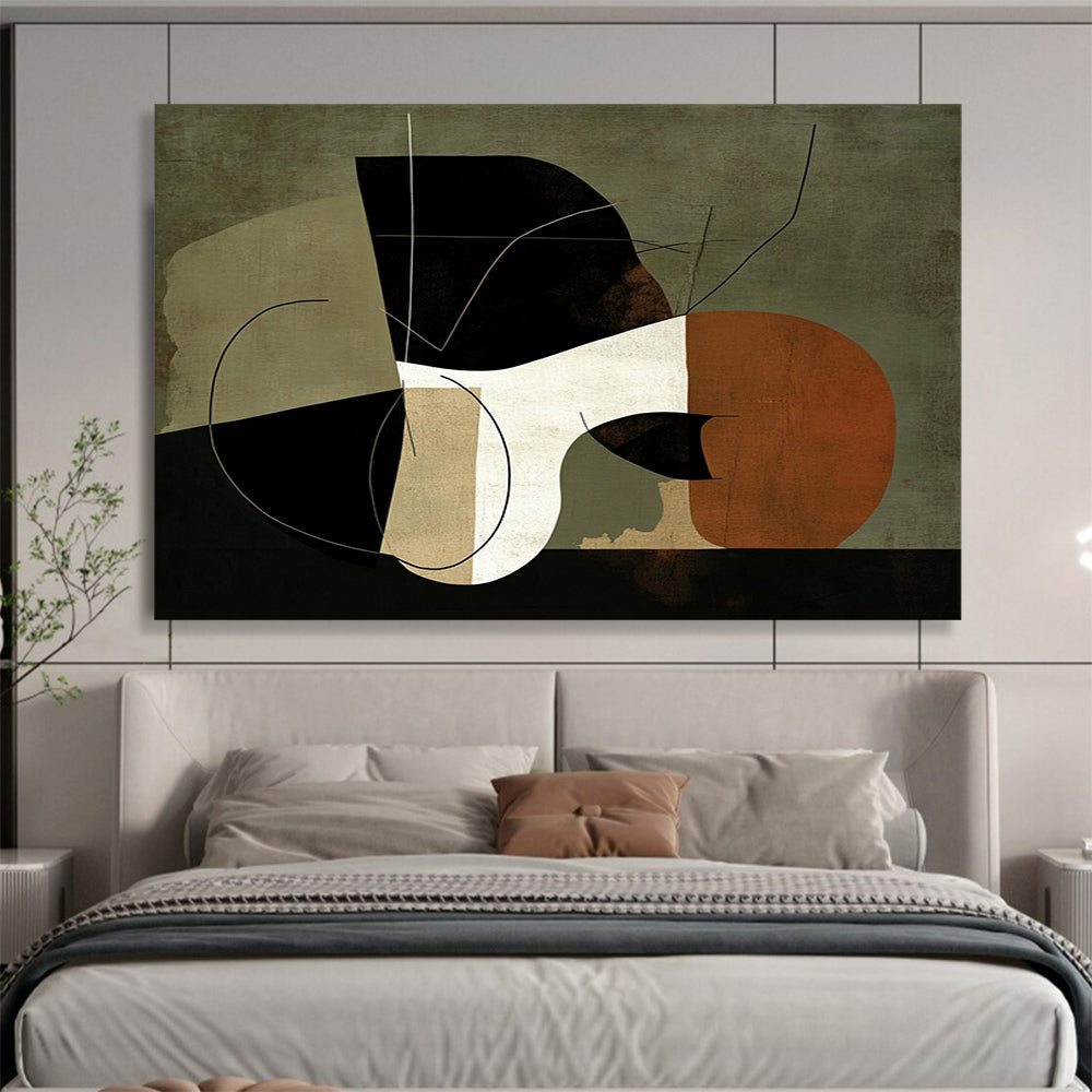 “Abstract Shapes Fusion” - Earthy Tones, Geometric Shapes and Lines - Abstract Acrylic Painting HB1750