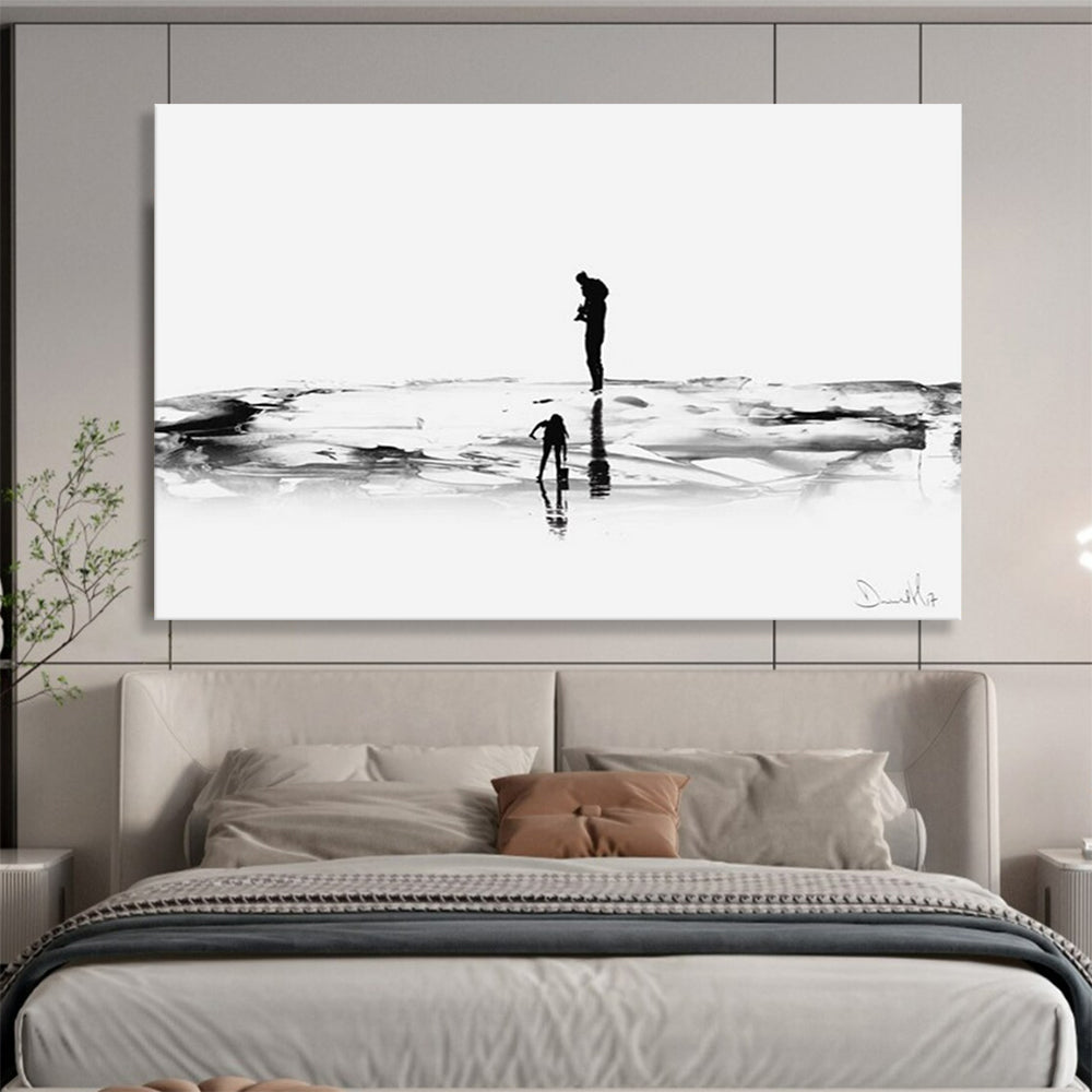 Monochrome Beach Silhouette - Serene Bathroom Decor DLZ114