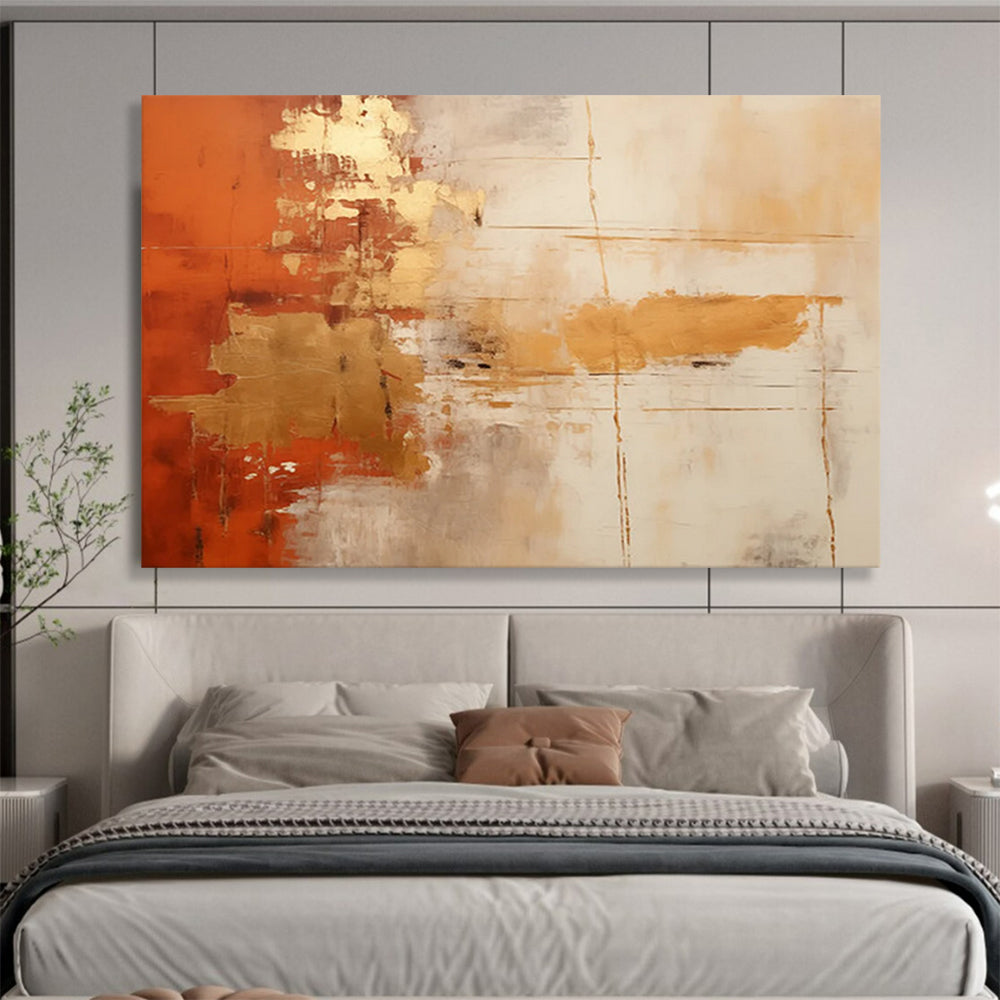 Orange - Gold Blending Abstract Painting - Catalyst for Vibrant Atmosphere in Dining Room DLZ094