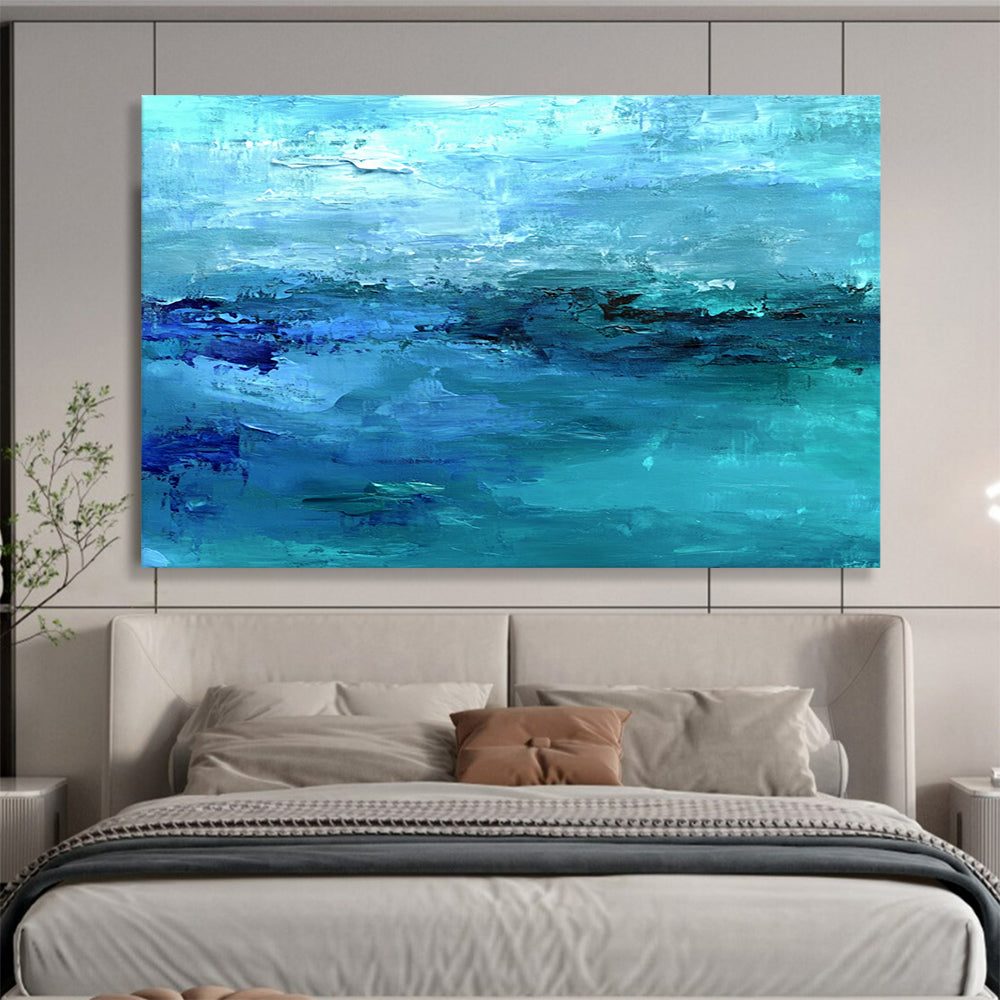 “Turquoise Ocean Waves” - Turquoise, Blue, Abstract Sea - Textured Acrylic Painting HB1506