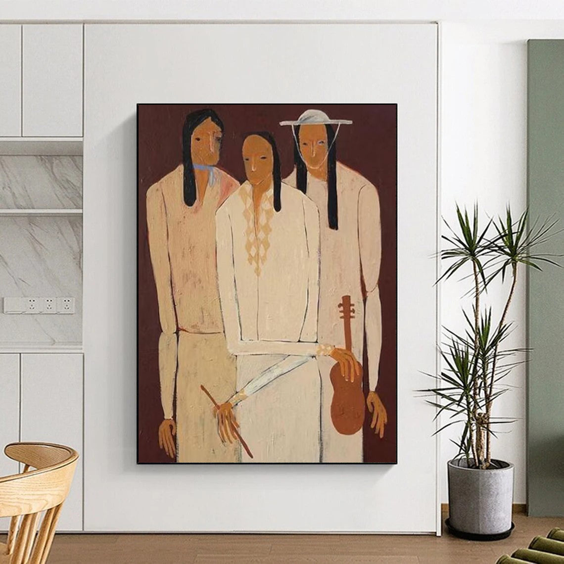 Meandering Textures: Giant Custom Abstract Canvas for Dining Room and Hallway DTP141