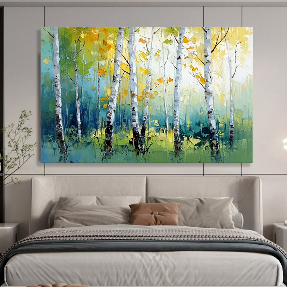 Birch Trees in Autumn Colors - Abstract Landscape Painting On Canvas HB0451