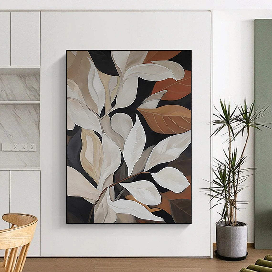 Expertly Conceived Hand - Rendered Textured Canvas Painting for Hallway & Bar DKH1125