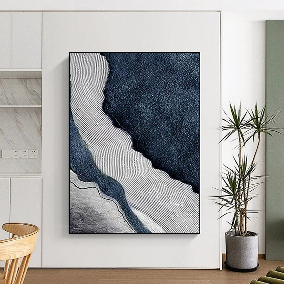 Enormous - Sized Vertical Hand - Painted Textured Custom Abstract Ode, for Living Room and Entryway DKH1536