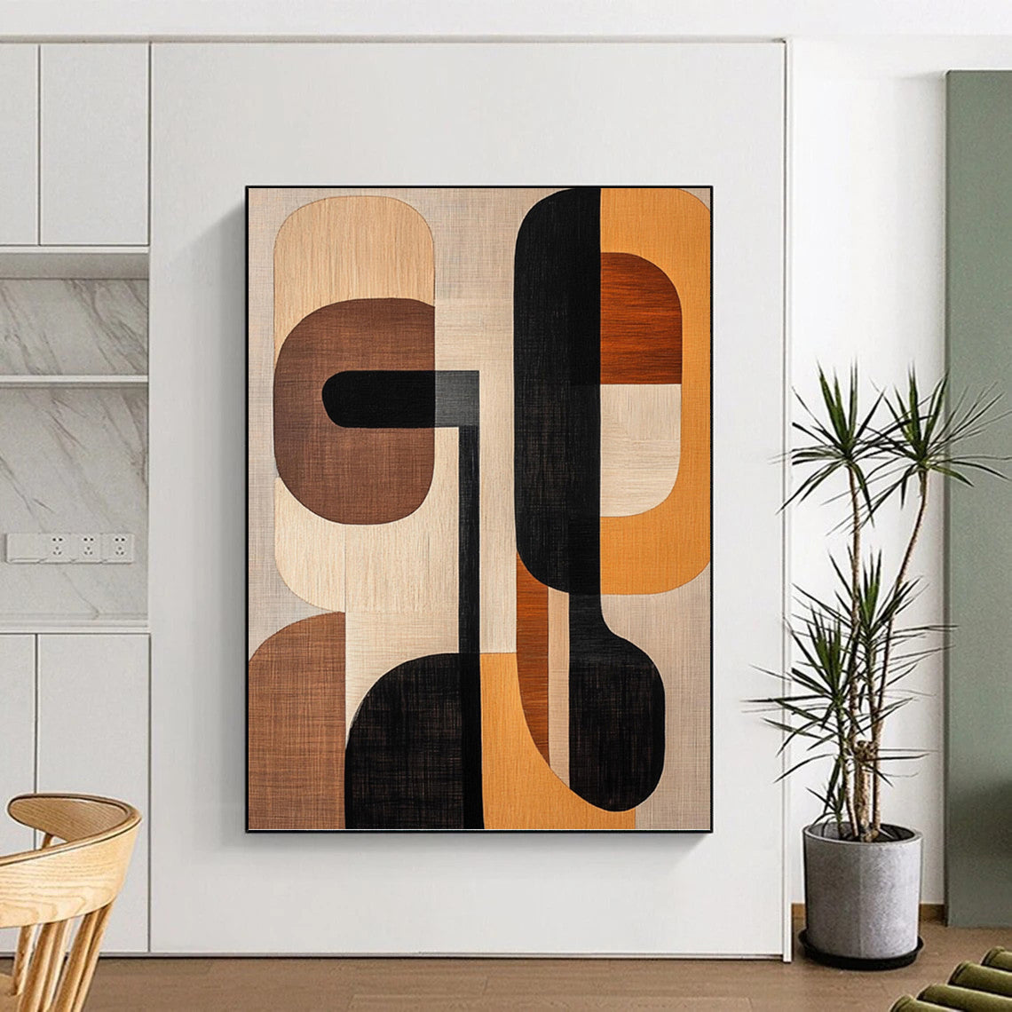 Regally Colossal Hand - Painted Textured Abstract Canvas for Ballroom & Event Hall DKH1242