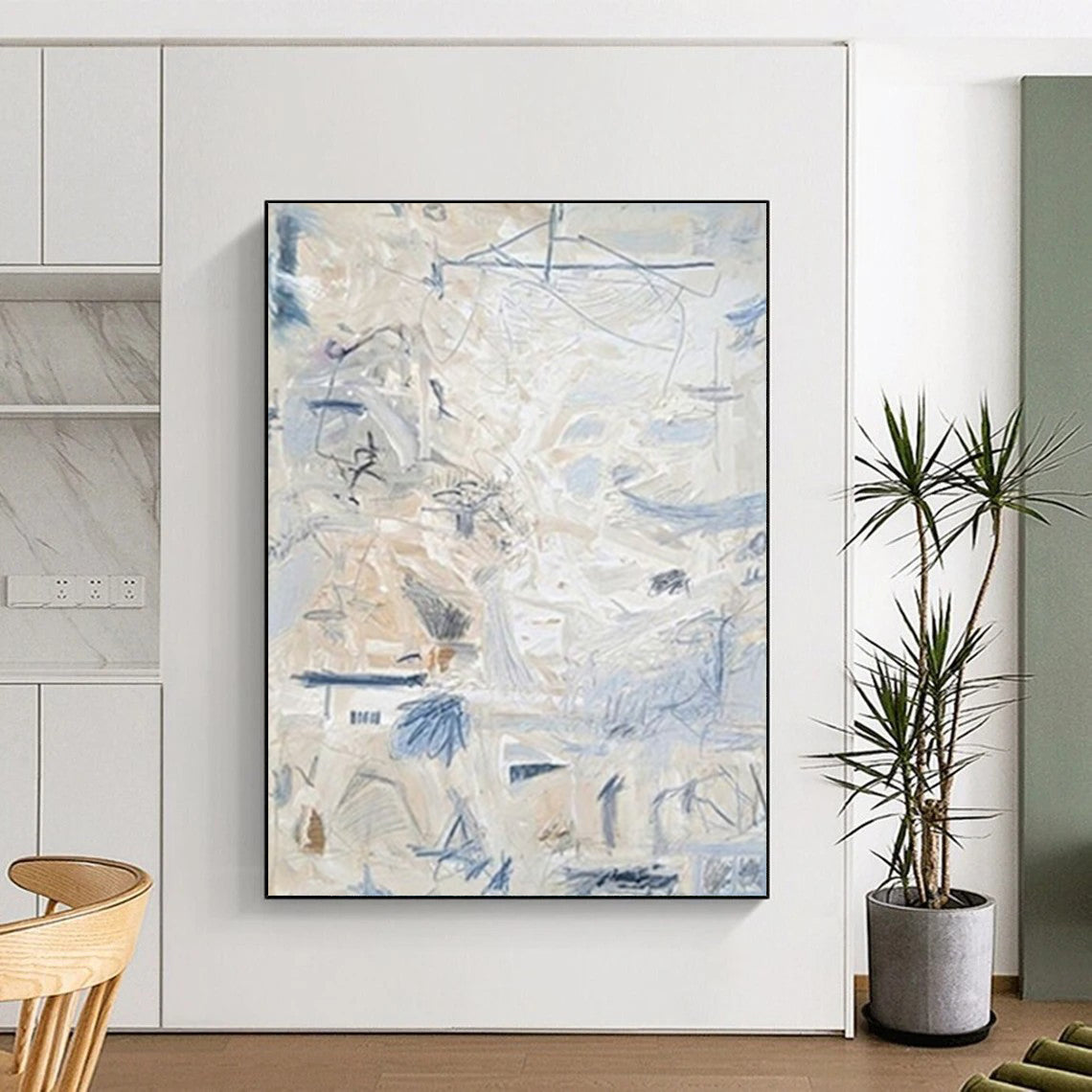 Fibrous Textures: Extended Custom Abstract Painting for Office and Dining Room DTP144