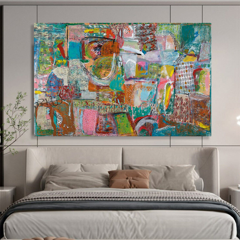 Mixed Media Abstract Collage - Eclectic Living Room or Office Art DLZ236
