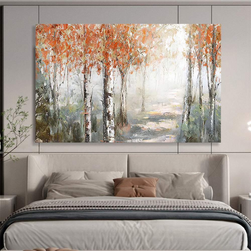 Misty Autumn Birch Forest - Enchanting Bedroom or Office Art DLZ222