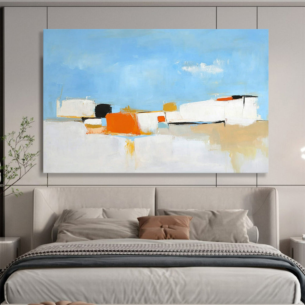 Blue Sky with Abstract Shapes - “Coastal Abstraction” Painting On Canvas HB1447